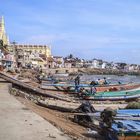 Fischerboote am Strand von Kanyakumari, Tamil Nadu