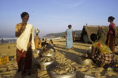 Fischerfrauen in Kerala, Indien - analog