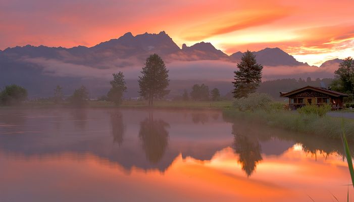 fischerhütte am Morgen