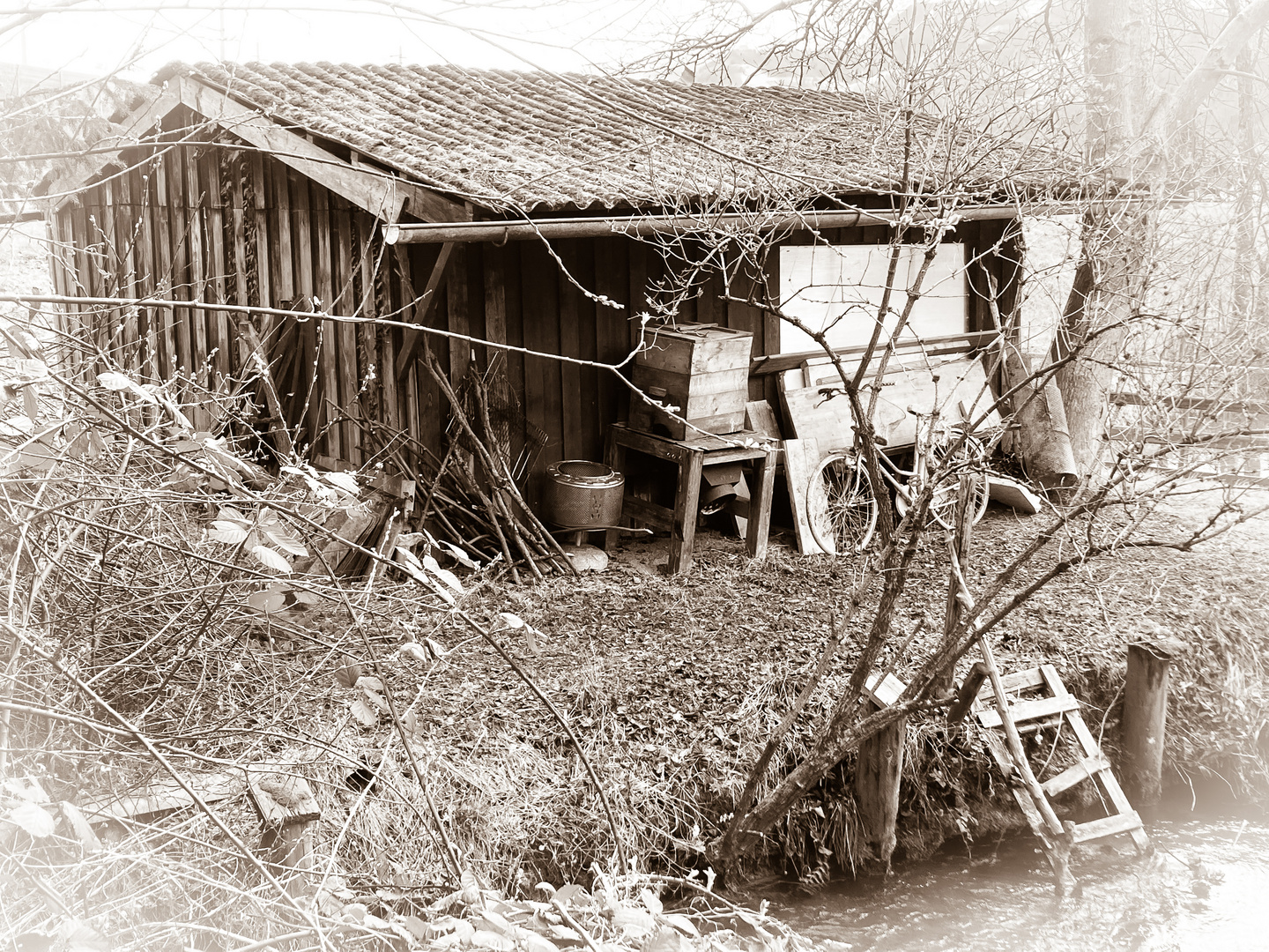 fischerhütte mit fahrrad