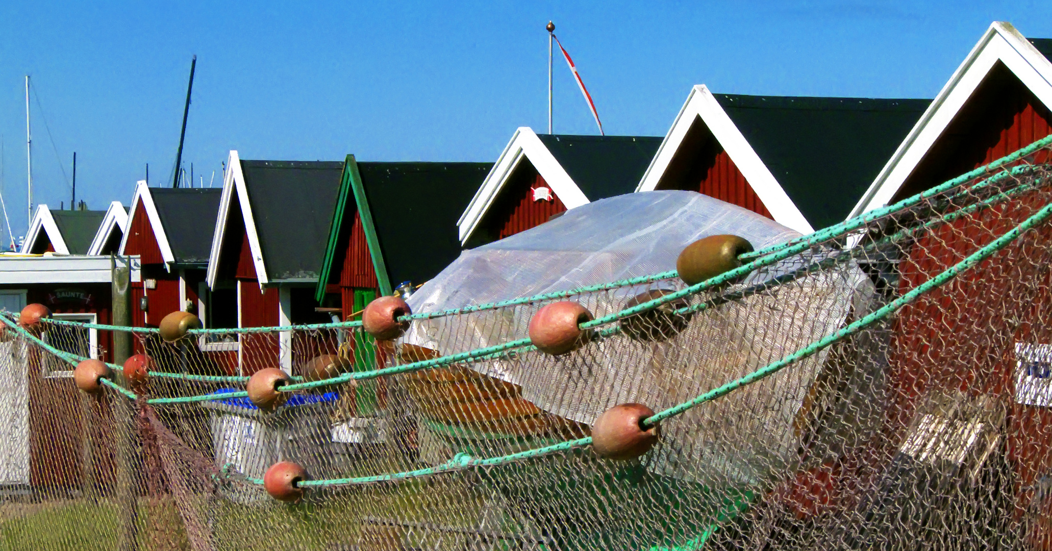 Fischerhütten in Hornbæk auf Seeland, Dänemark