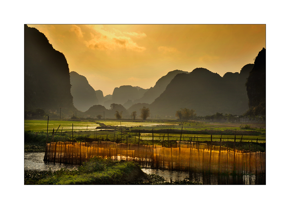 Fischernetze bei Ninh Binh