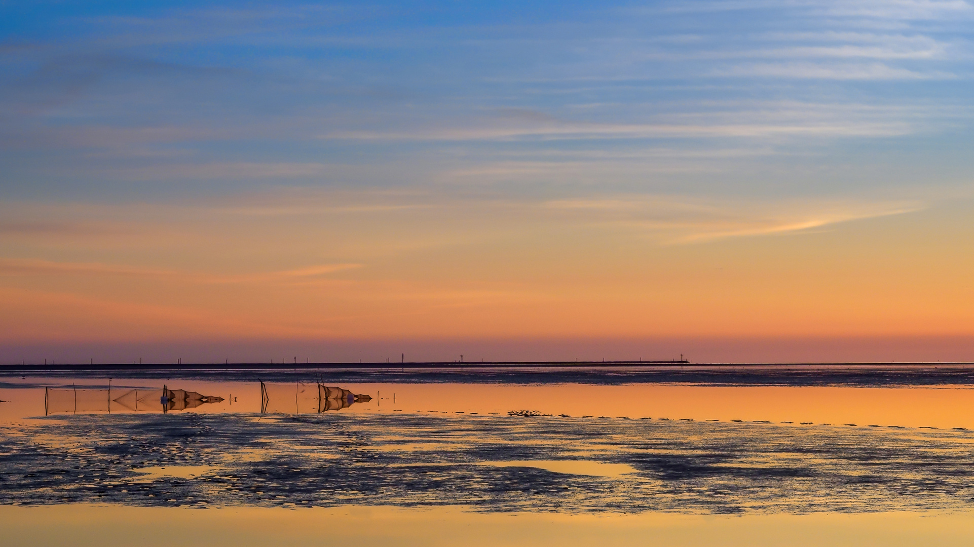 Fischernetze im Watt