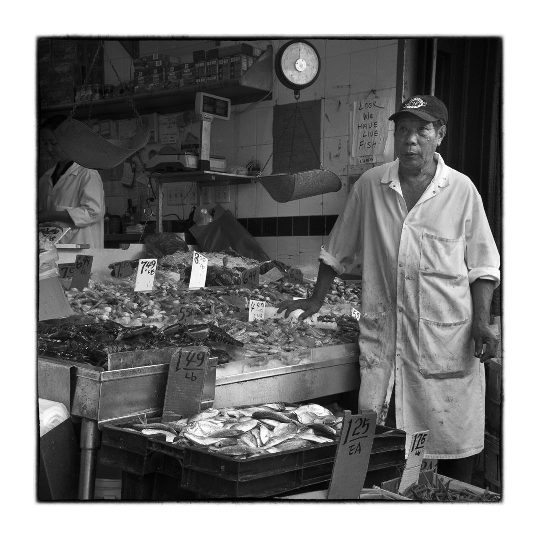 Fischhändler in Chinatown, New York