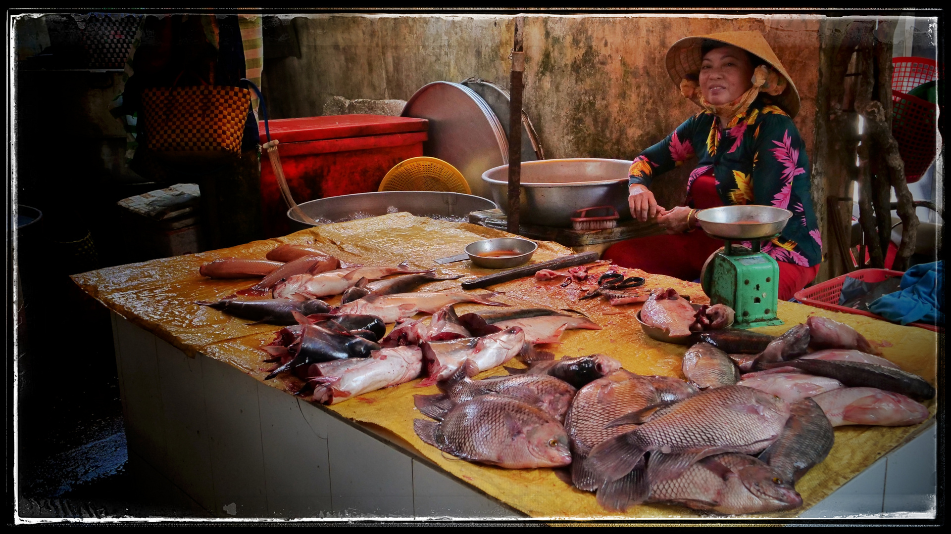 Fischhändlerin in Vietnam 