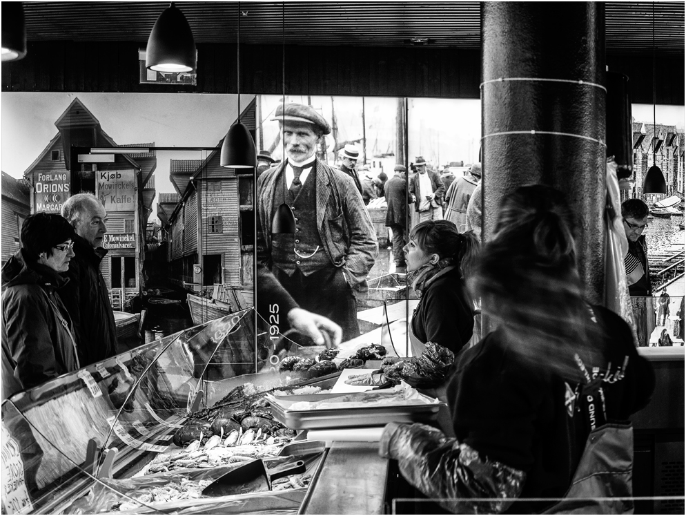 Fischmarkt Bergen 1925 und 2012