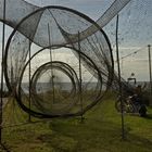 Fischreuse aufgespannt zum Trocknen (Kamminke, Stettiner Haff, Usedom)