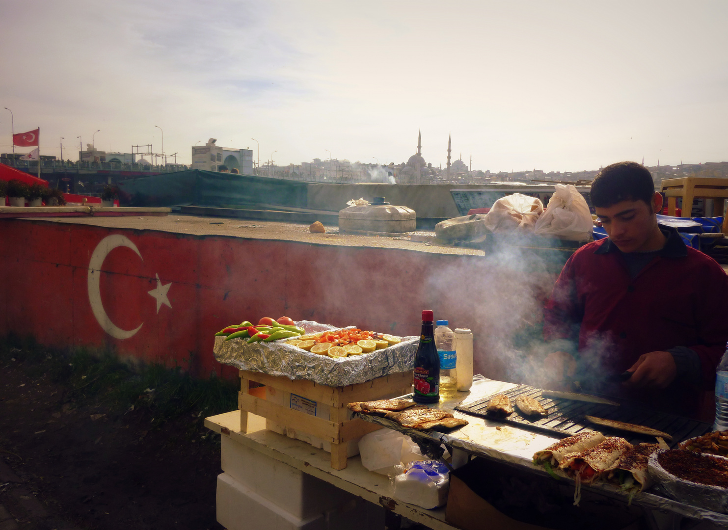 Fischverkäufer an der Galata-Brücke