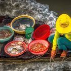 Fischverkäuferin auf dem Weg zum Fischmarkt