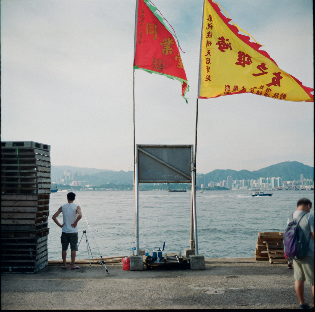 Fish lover with flag poles