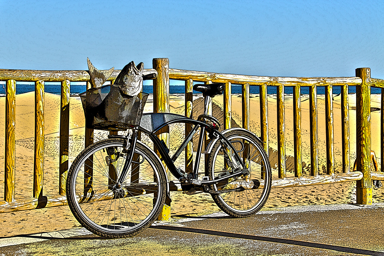 Fish riding a bike