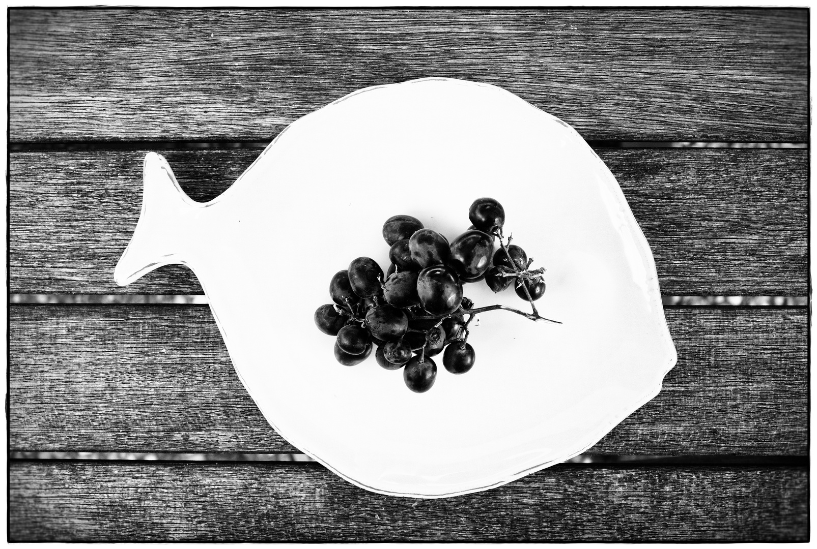 fish with black grapes Foto & Bild art, spezial, sw Bilder auf