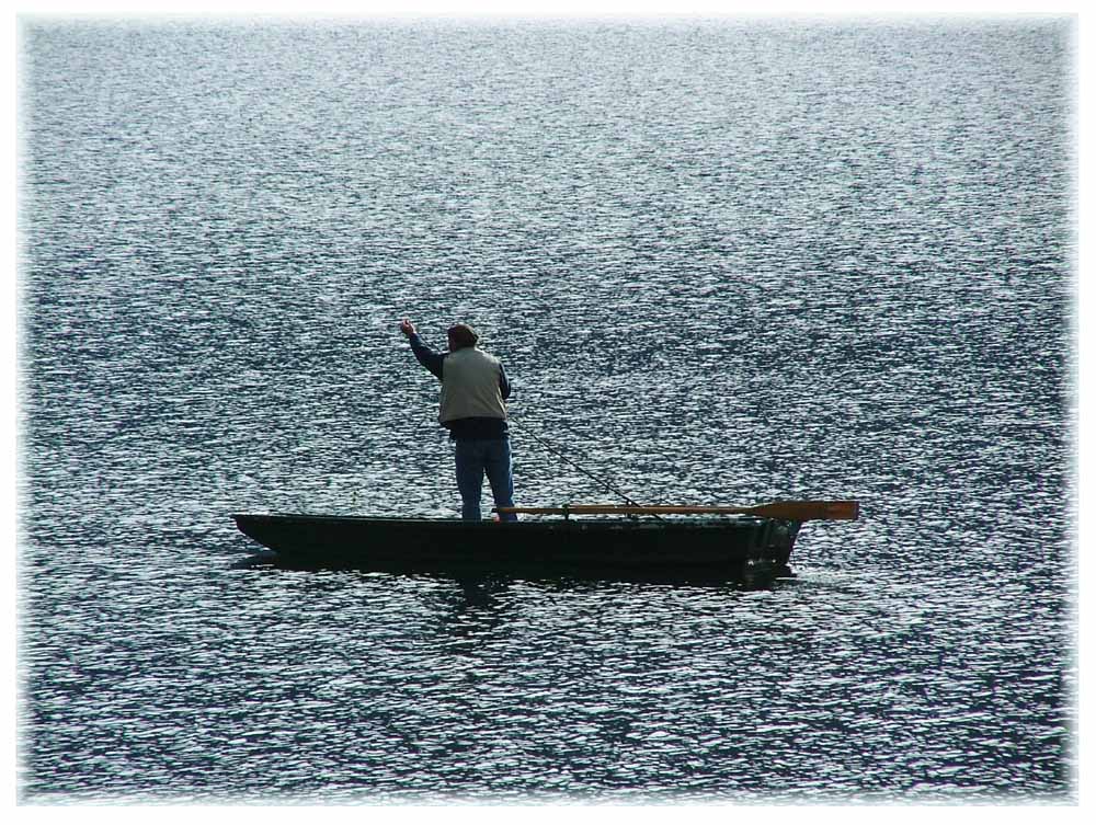 Fisherman in Austrian Lake (Ossiachersee)