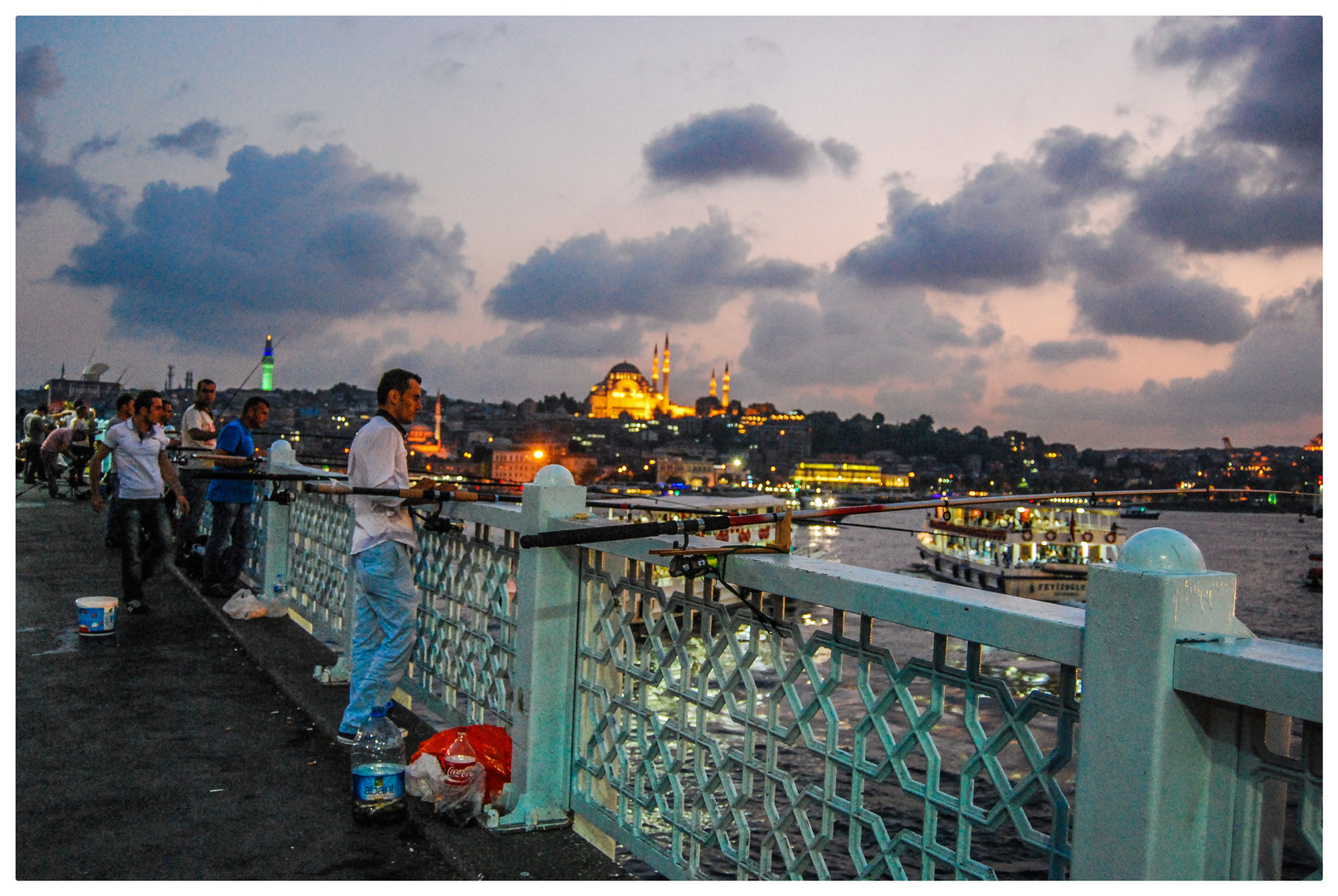 Fishermen and Galata Bridge 