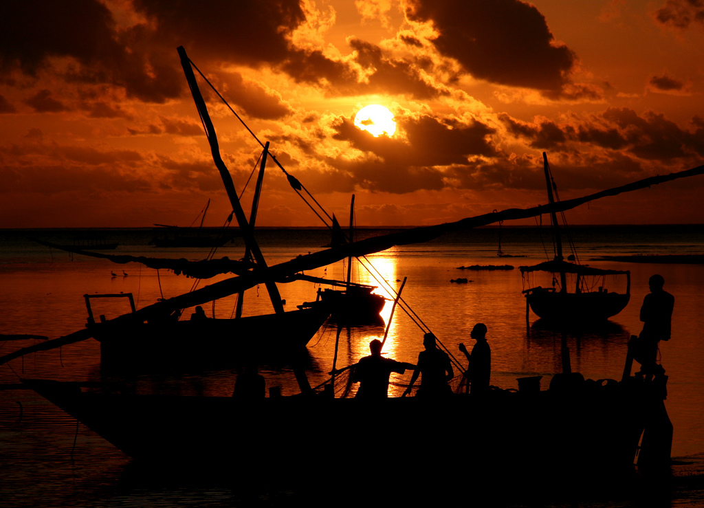 fishermen at sunrise