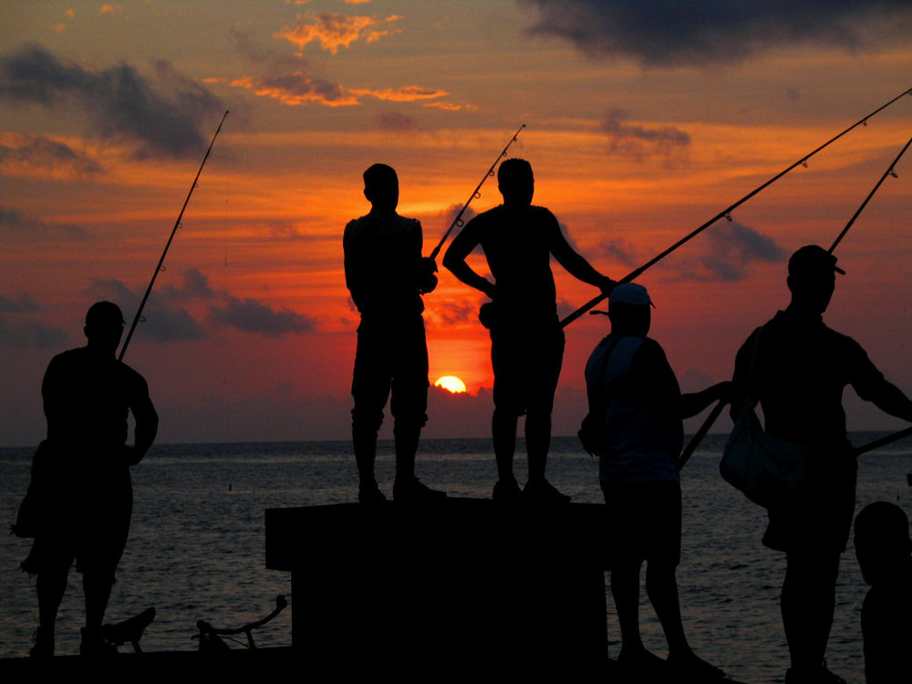 Fishermen at the Malecon - Cuba