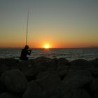 fishing at sunrise