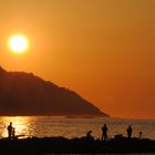 fishing at sunset