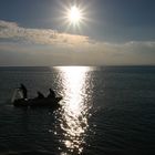 Fishing at sunset