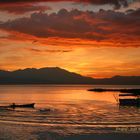 fishing at sunset