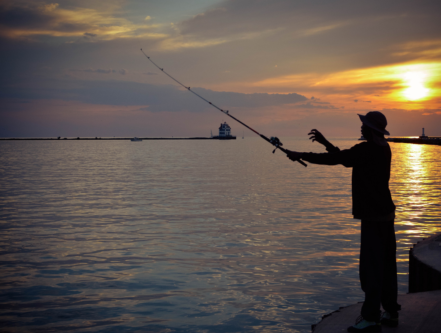 Fishing at the Lorain Lighthouse 2