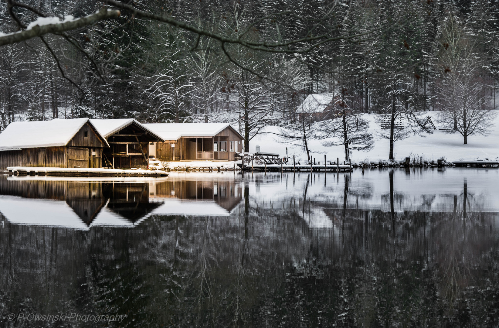 Fishing Huts On Winter Lake