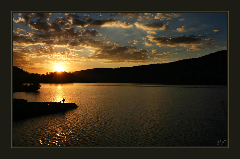 Fishing in sunset