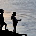 Fishing Kids at Sunset