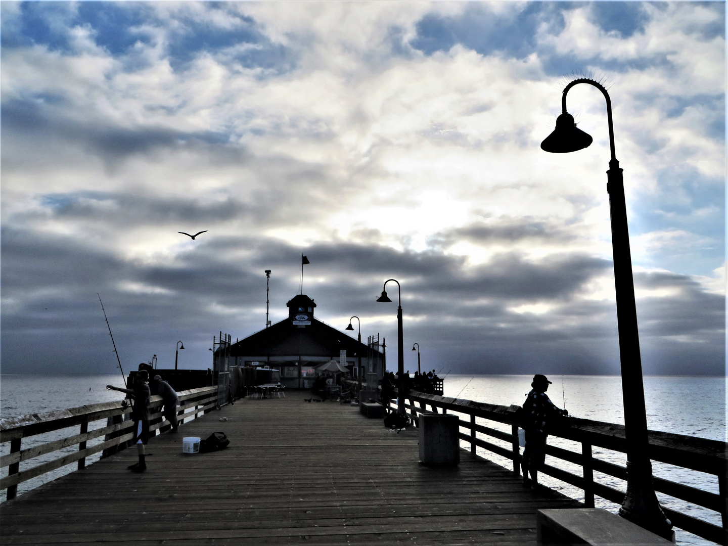 Fishing on IB Pier California Corky Art