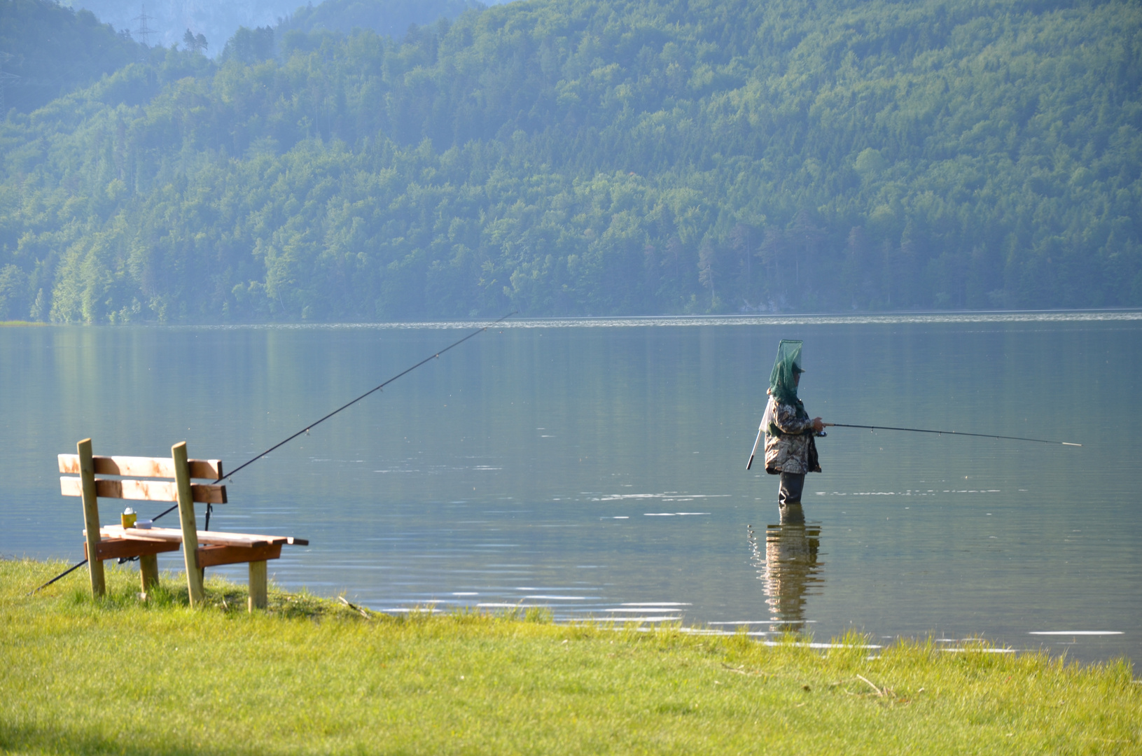 Fishing with two fishing rods