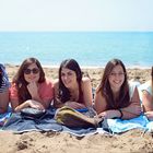 Five girls on the beach