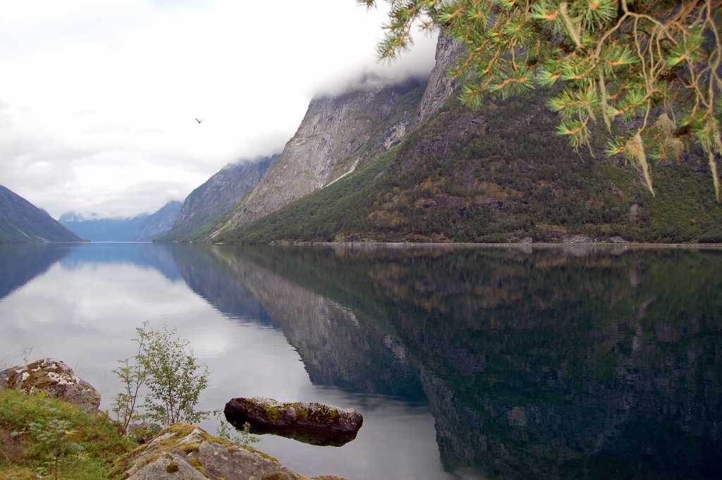 Fjord über und unter Wasser