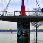 Flaggenmast im Hochwasser