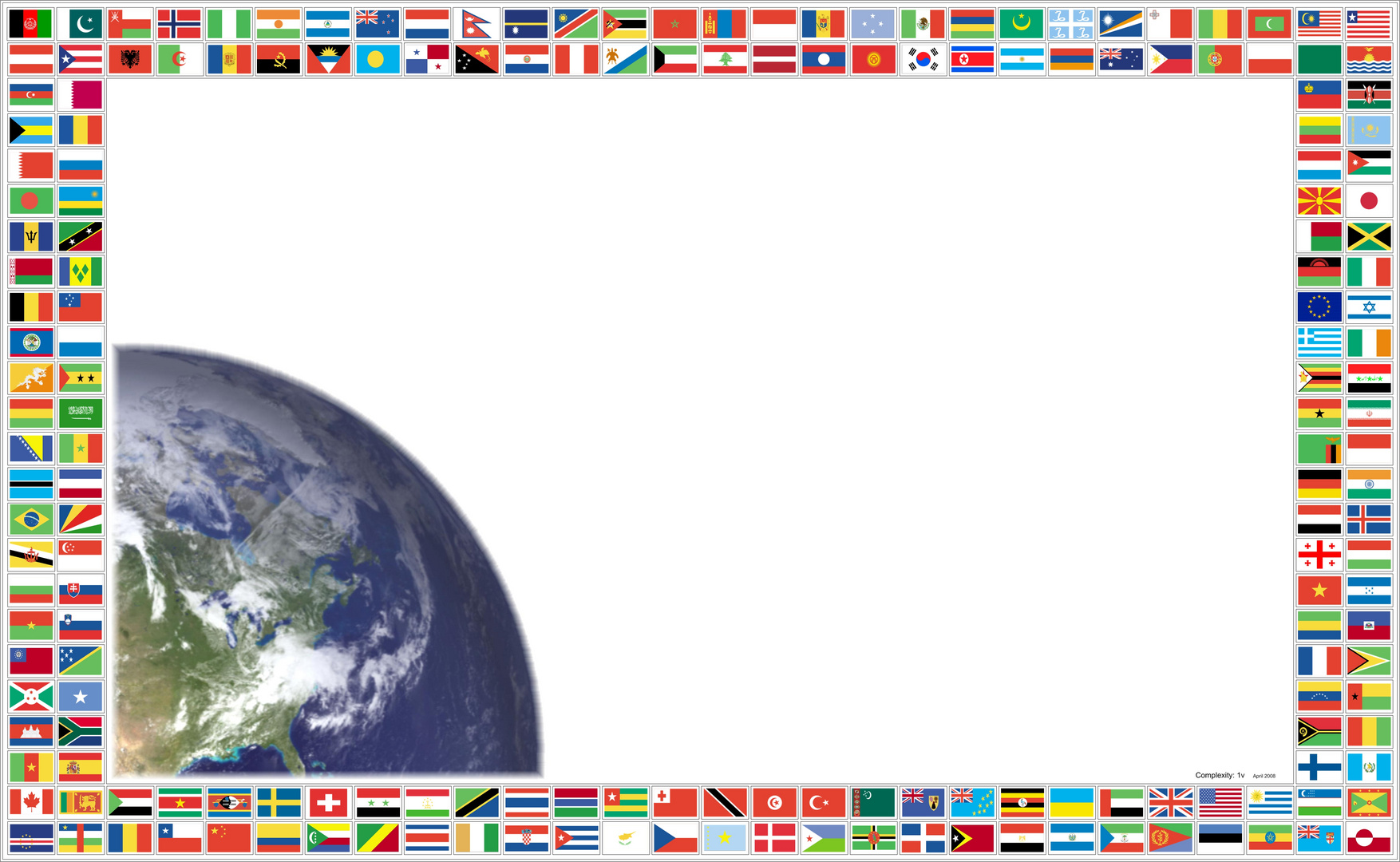 Flags and planet earth poster