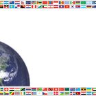 Flags and planet earth poster