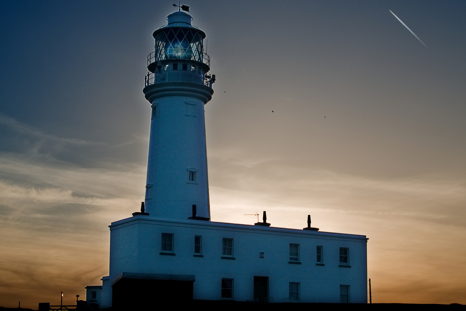 flamboro lighthouse at dusk