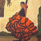 Flamenco gemalt in Acryl