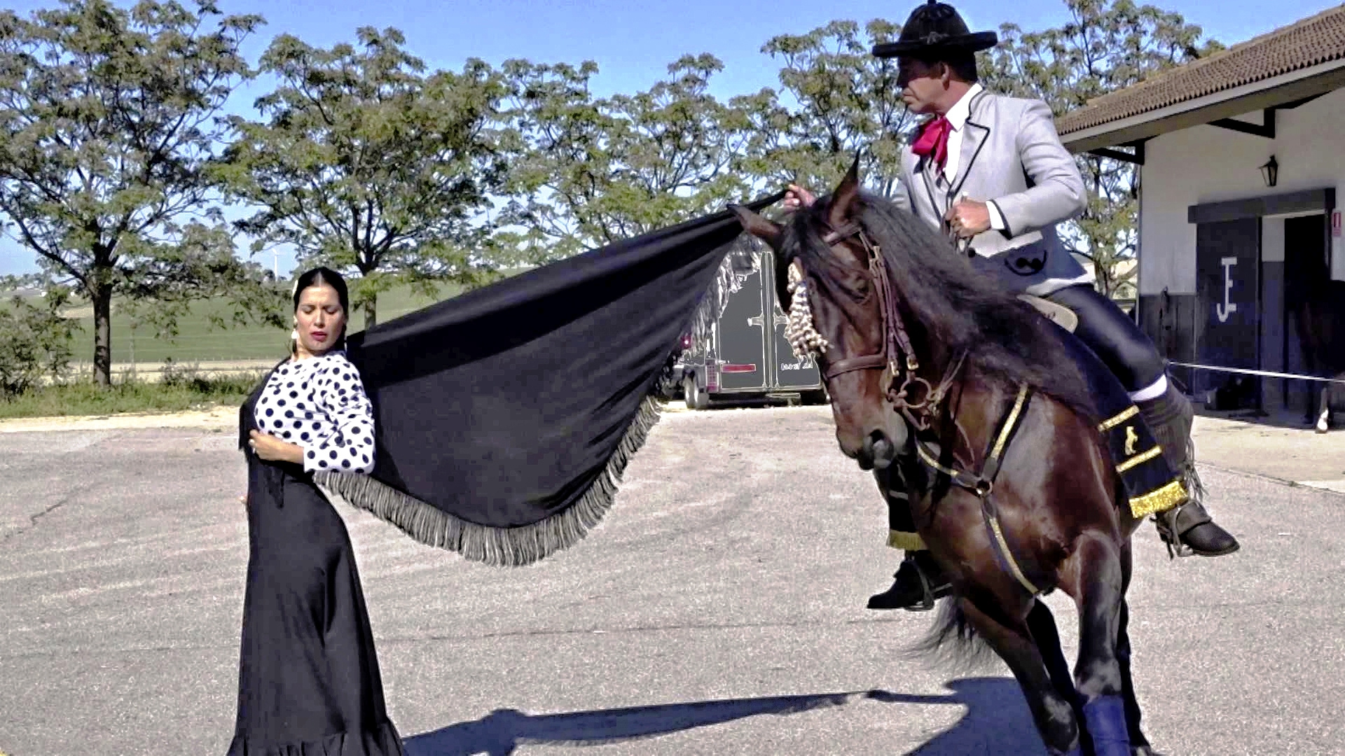 Flamenco mit Pferd und Reiter