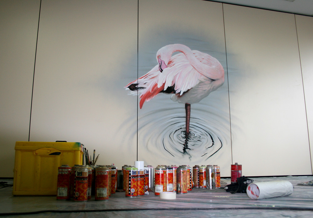 Flamingo in Arbeit