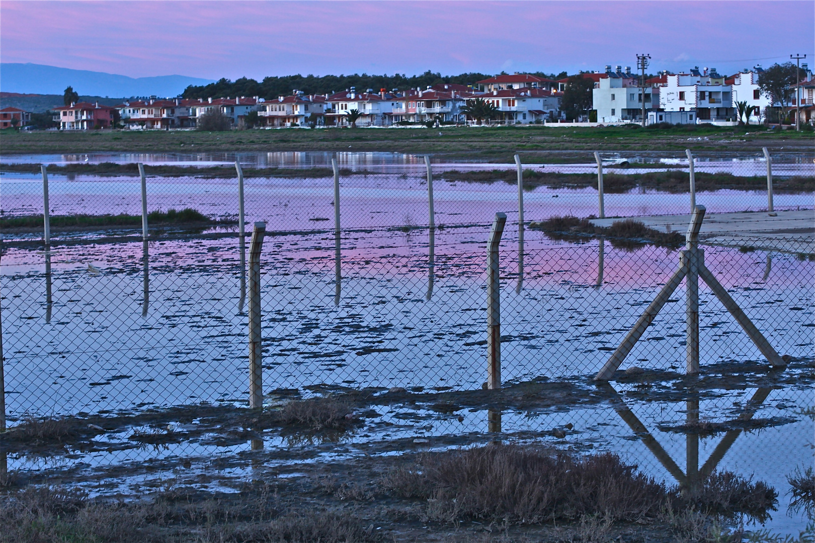 Flamingomarsch ohne flamingos am abend