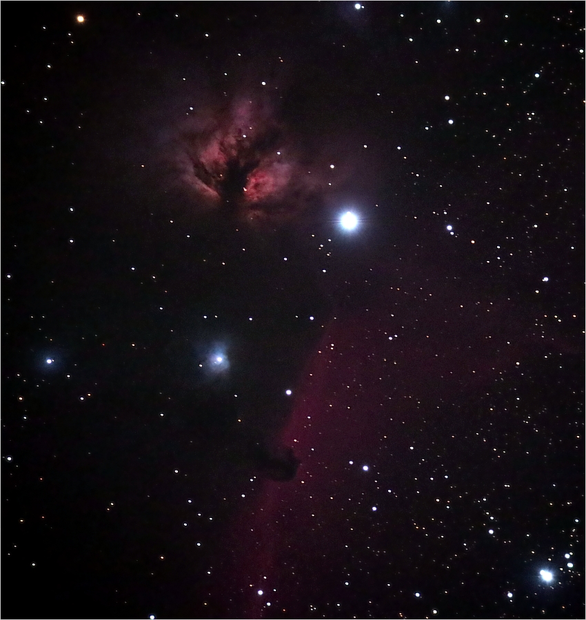 flammen- und pferdekopfnebel im sternbild orion