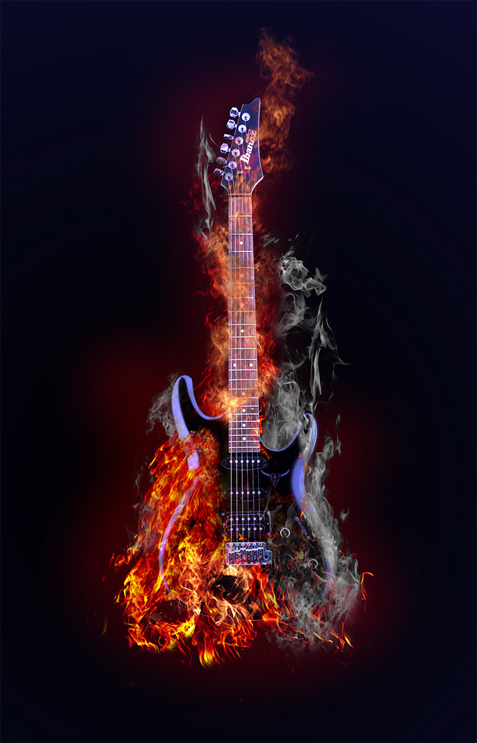 Flammende Gitarre