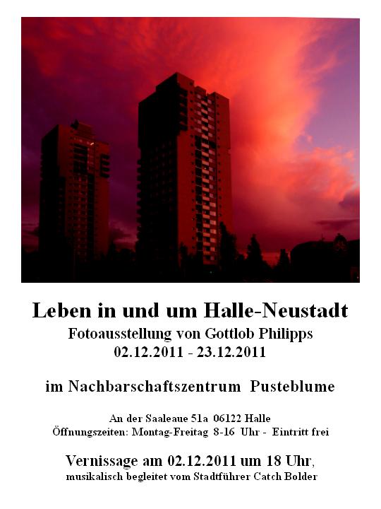 Flammendes Inferno - Hochhäuser in Halle-Neustadt bei besonders rotem Himmel 2009