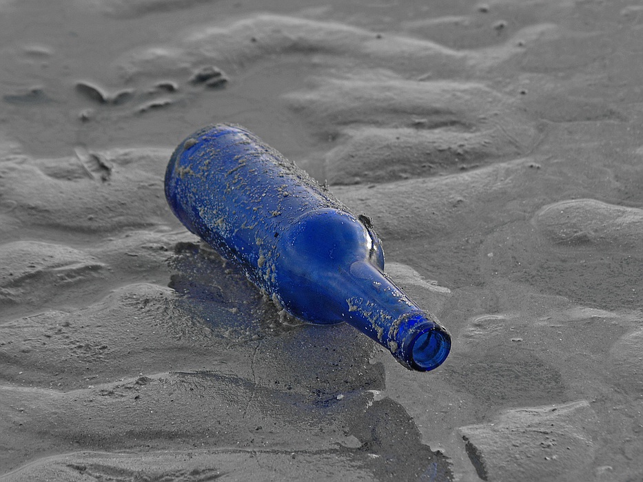 Flasche blau...