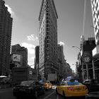 Flatiron Building und Yellow Cab s/w