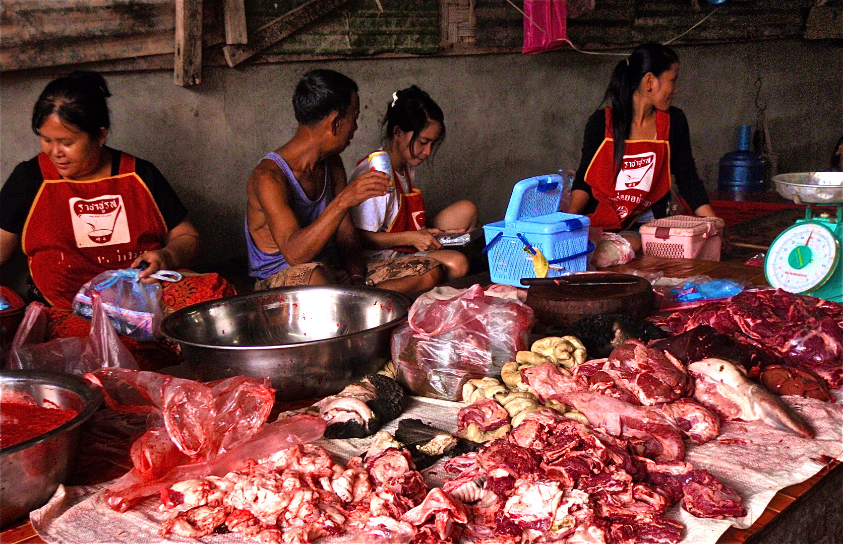 fleischstand, laos 2010