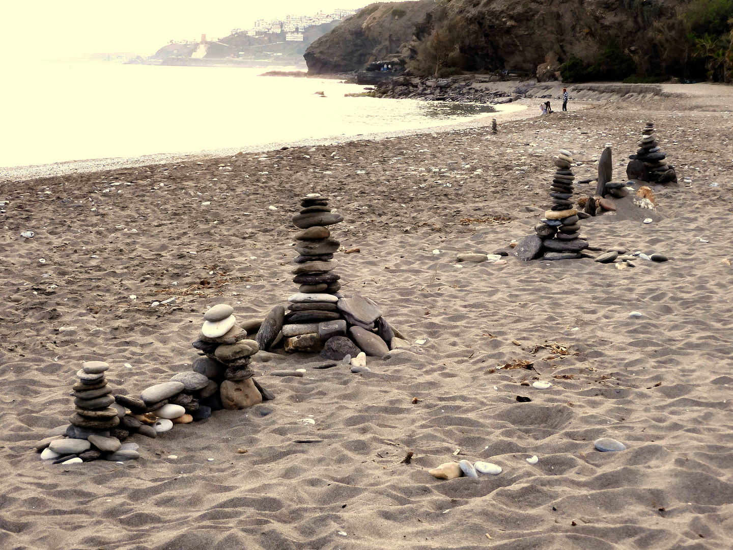 Fleißige Skulpturen Bauer am Strand