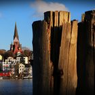 Flensburg - Blick vom Museumshafen auf St. Jürgen