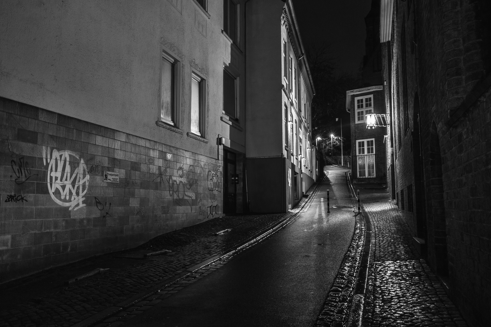 Flensburger Straßen bei Nacht