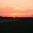 Fliegen in den Sonnenuntergang in Altes Lager